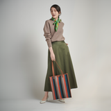 Leather Combination Tote<br>Shadow light